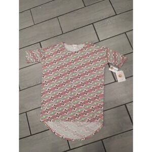 NWT LuLaRoe XXS Unicorn Print Tunic Top Short Sleeve Curved Hem